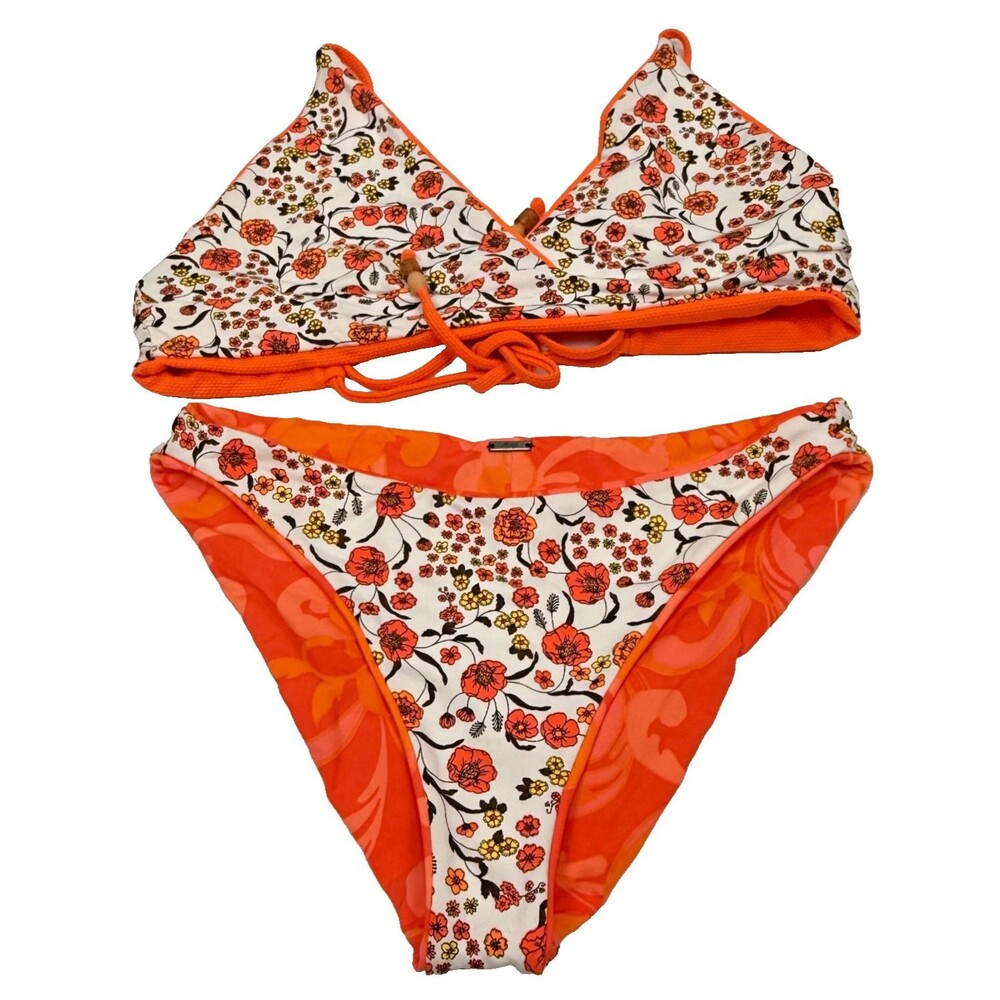Maaji Cheeky High Waist Reversible Bikini Set Medium Floral Luxury Resort Wear